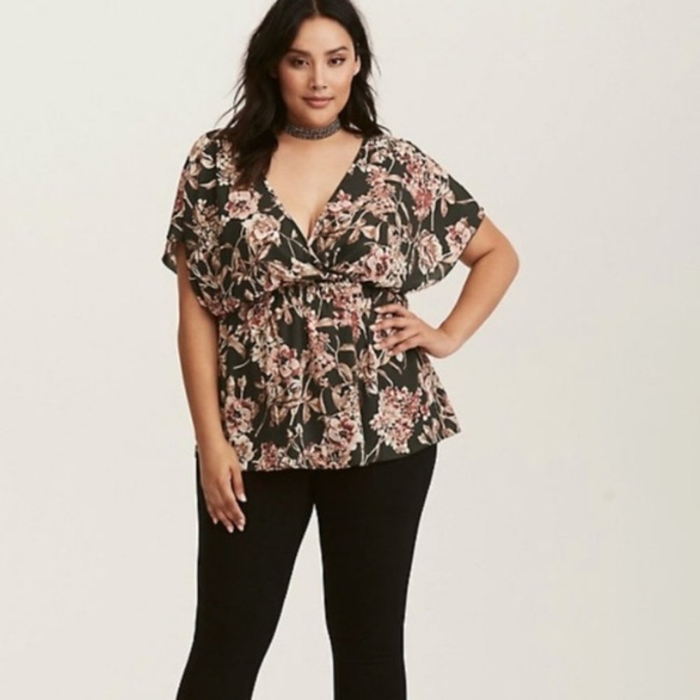 Torrid Floral V-neck Blouse